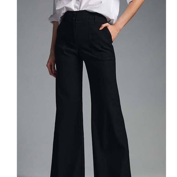 Maeve Anthropologie Naomi High-Rise Wide-Leg Jeans Linen Blend Size 4P - Picture 2 of 16